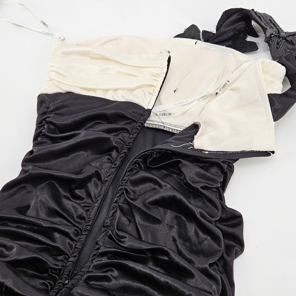 Black & Ivory One Shoulder Ruched Formal Party Dress Size 1‎ Mardi Gras Prom - Picture 10 of 10